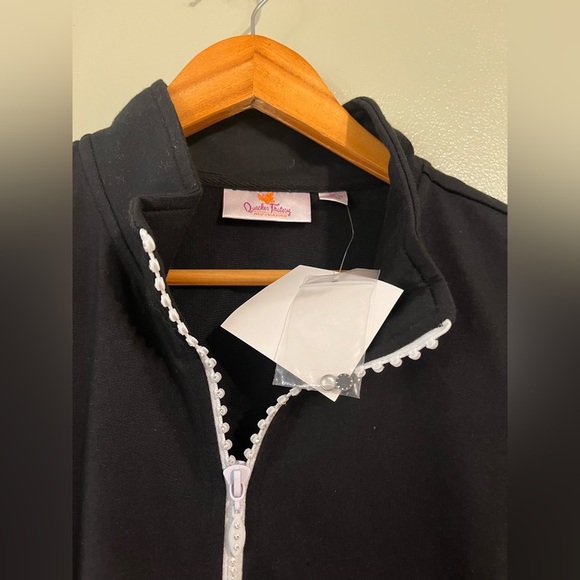 Quacker Factory Womens Black Sleeveless Zip-Up Vest Pockets Size M NWT - Picture 5 of 11